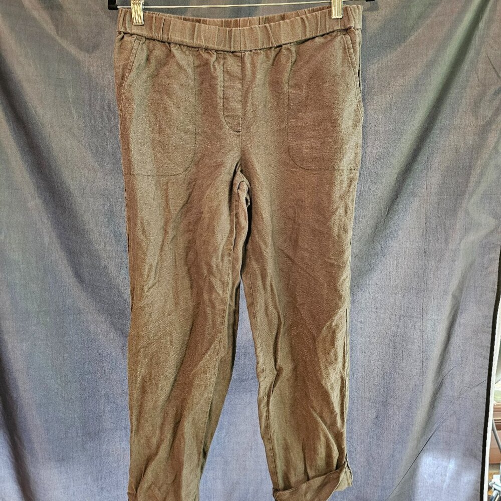 Pure Jill dark grey pure linen pants. Size S